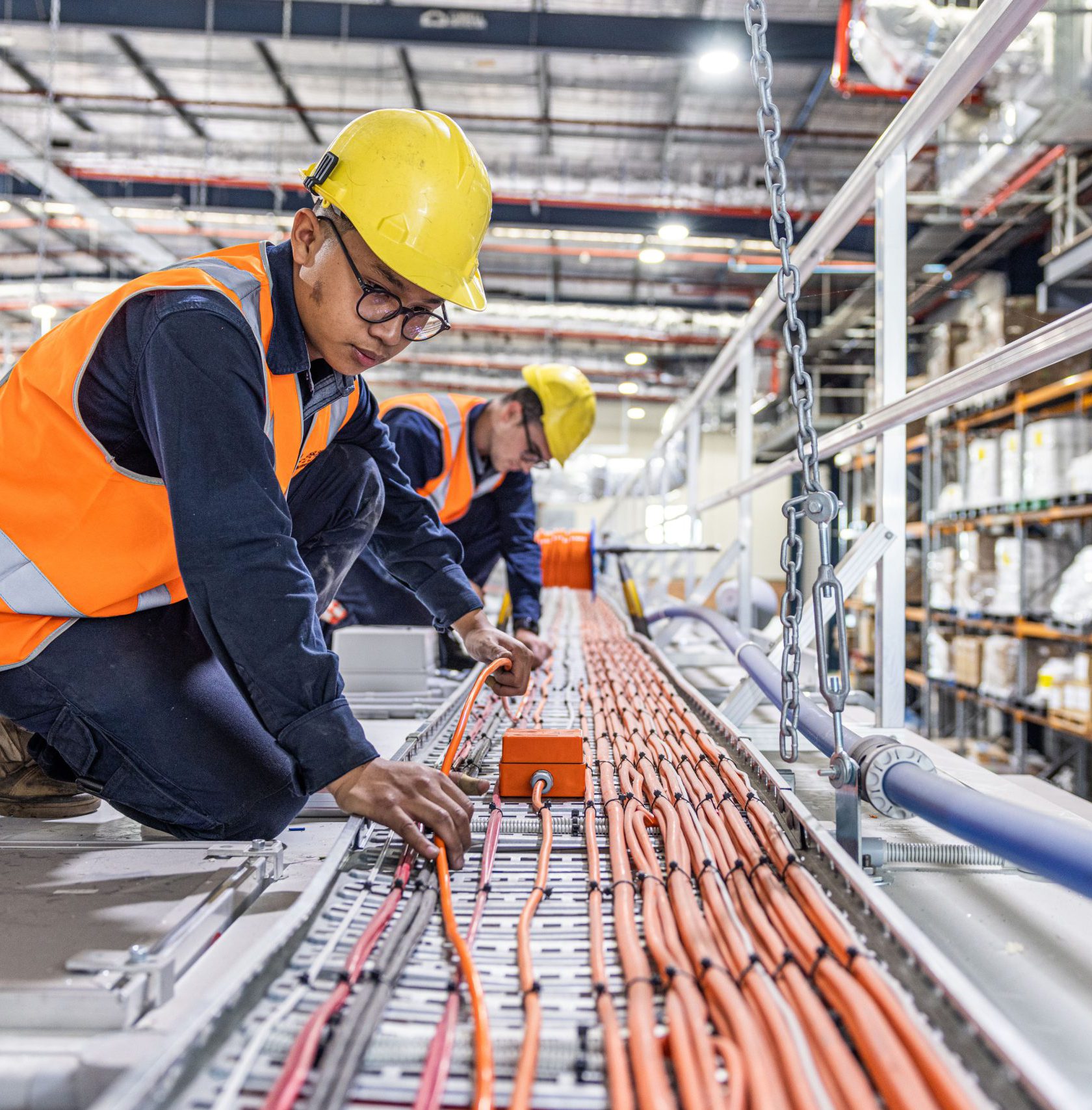 Technician Working on Cable Installation